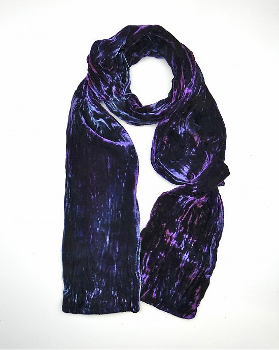 Multi Coloured Silk Double Velvet Scarf, Water